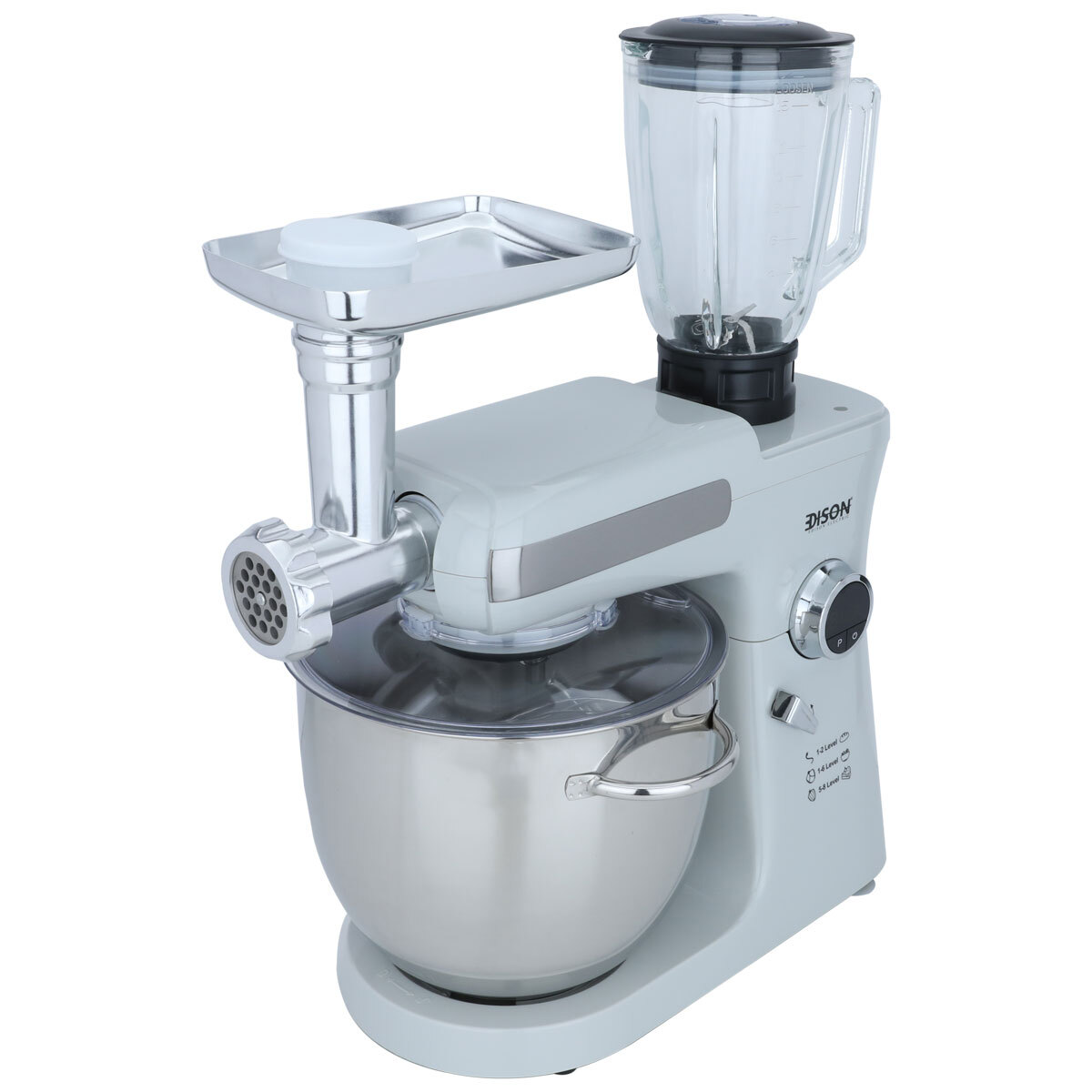 عجانة كهربائية 4×1 استيل إديسون، 2000 واط، 10 لتر، 8 سرعات، FM162 - رمادي product image 2