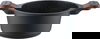 Robust Granite cookware set with glass lid, wooden handle, 7 pieces - black product image 3