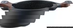 Robust Granite cookware set with glass lid, wooden handle, 7 pieces - black product image 3
