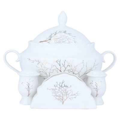 طقم سفرة بورسلان السيف غاليري، 65 قطعة - أبيض product image 2