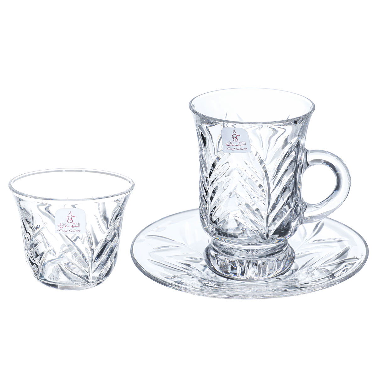 Al Saif Gallery Crystal Serving Set and Cups, 18 Pieces - Clear product image