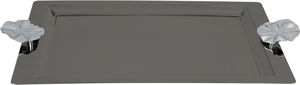 Al Saif Gallery Stainless Steel Serving Tray, 49x32x2.7 cm, Rectangular, Silver Handle - Black Silver product image