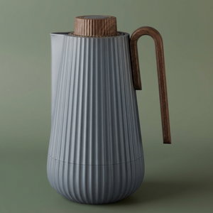 Glory Sumo Thermos, 0.7 Liter, Wooden Handle, Glass Interior, Push Button - Dark Gray Wood product image