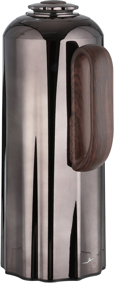 Al Saif Gallery Najdiyah Thermos Set, 1/1 Liter, 2 Pieces, Glass Inner Container, Wooden Handle, Push Button - Glossy Black product image 4