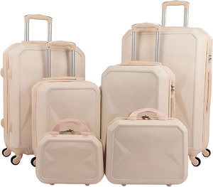 طقم شنط سفر ABS ليمرا، 6 مقاسات، 4 عجلات، زاويه 360 درجة، LMA-957 - بيج product image