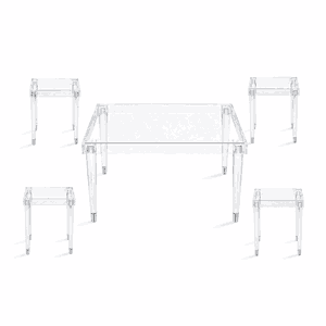 طقم طاولات اكريلك و زجاج، 5 قطع - شفاف product image 2
