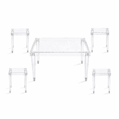 طقم طاولات اكريلك و زجاج، 5 قطع - شفاف product image 2