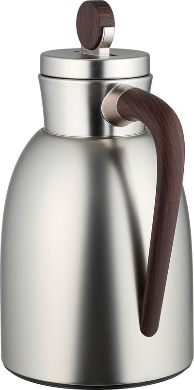 ترمس غزل السيف غاليري، 0.7 لتر، حافظة داخلية زجاج، ضغاط، يد خشبي، خدمة ذاتية - فضي مطفي product image 2