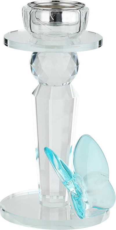مبخرة زجاج السيف غاليري، قاعدة مزينة فراشة ازرق، 11x9x25 سم - شفاف product image 3