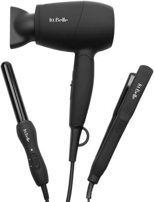 Labelle Brush 3×1 Mini Hair Straightener Kit, Hair Straightener Dryer & Iron, 1000W, 3 Pieces - Black product image