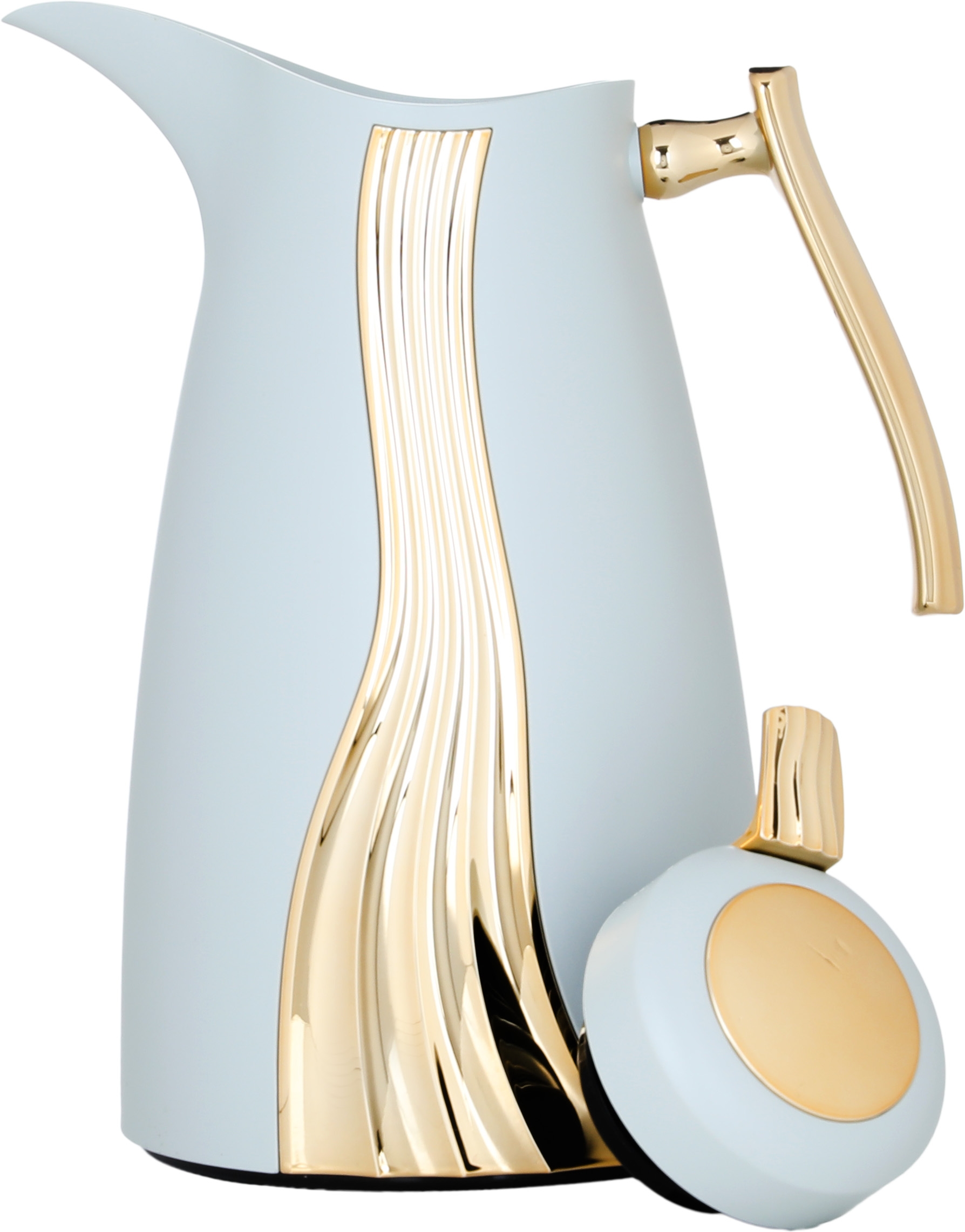 Al Saif Gallery Karma thermos set, 1 liter, golden handle, glass inner container, plastic outer shell - white and golden product image 4