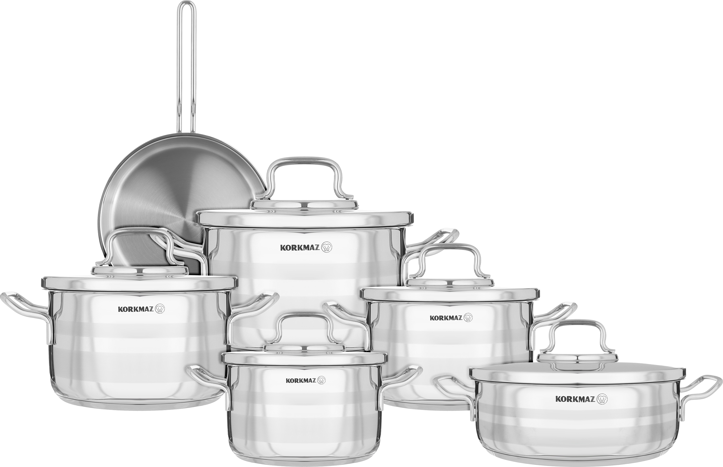 طقم قدور استرا 2 استيل كوركماز، 11قطعة - فضي product image