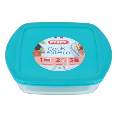 Glass oven tray with Pyrex lid, 20 x 27 cm, 1 litre, square, French - transparent product image 3