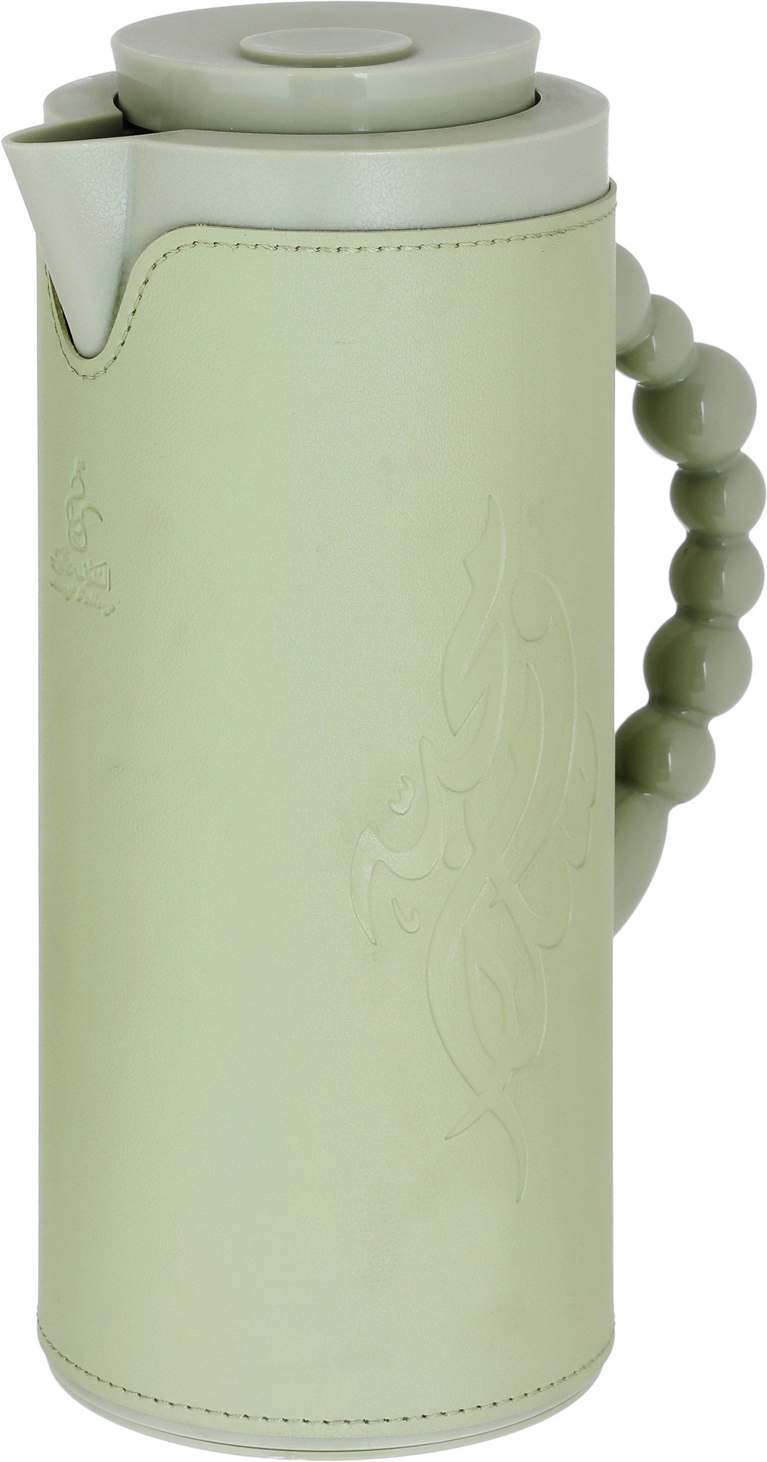 Al Saif Gallery Royal 7 glass thermos, 1 liter, with leather cover, glass inner case, plastic outer body - green product image 2