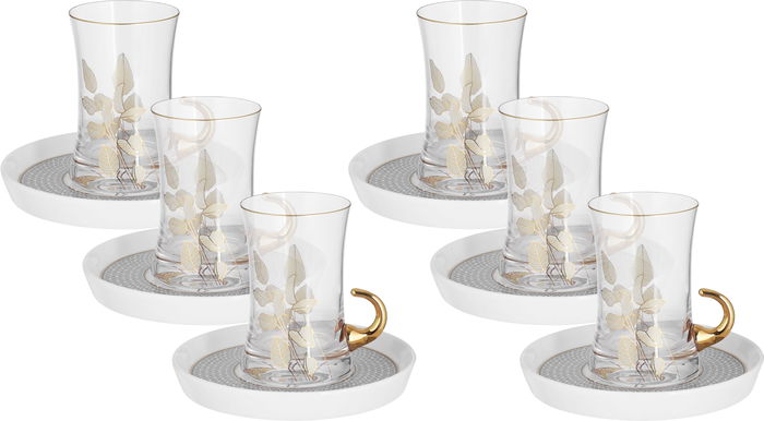 طقم بيالات شاي زجاج السيف غاليري، 12 قطع - شفاف product image 1