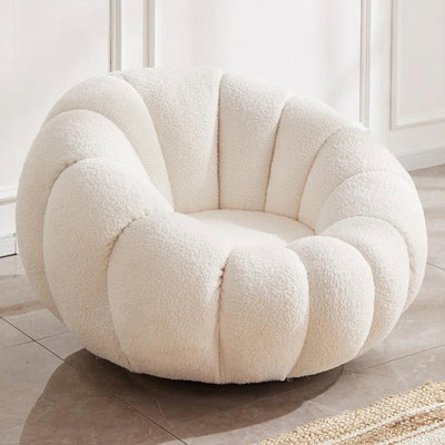 Modern Metal Chair, 70×100×95 Cm, Boucle Fabric And Foam - White product image 3