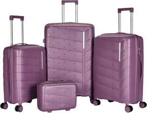طقم شنط سفر بولي بروبيلين ليمرا، 4 مقاسات، 4 عجلات، بزاوية 360 درجة، LMA-PP506 - بنفسجي product image