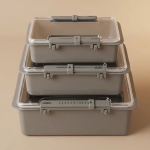 Al Saif Gallery Plastic Container Set, Rectangle, 0.95 x 1.40 x 2.85 ml, 3 Pieces - Gray product image