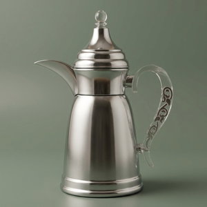 Al Saif Gallery Qamar Thermos Dallah, 0.35 L, Transparent Handle, Stainless Steel Inner Case, Stainless Steel Outer Body - Silver product image