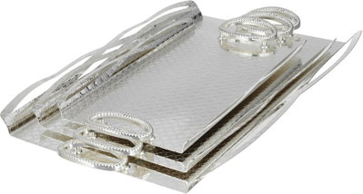 طقم طوفريات تقديم ستانلس ستيل، 3 قطع، منقوش، مقبض معدني - فضي مطفي product image 2