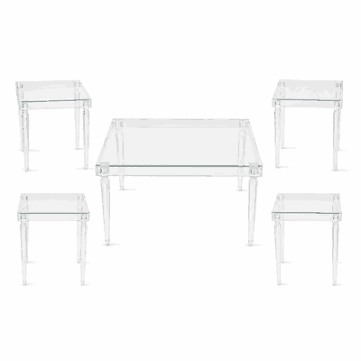 طقم طاولات اكريلك و معدن، 5 قطع - شفاف product image 2