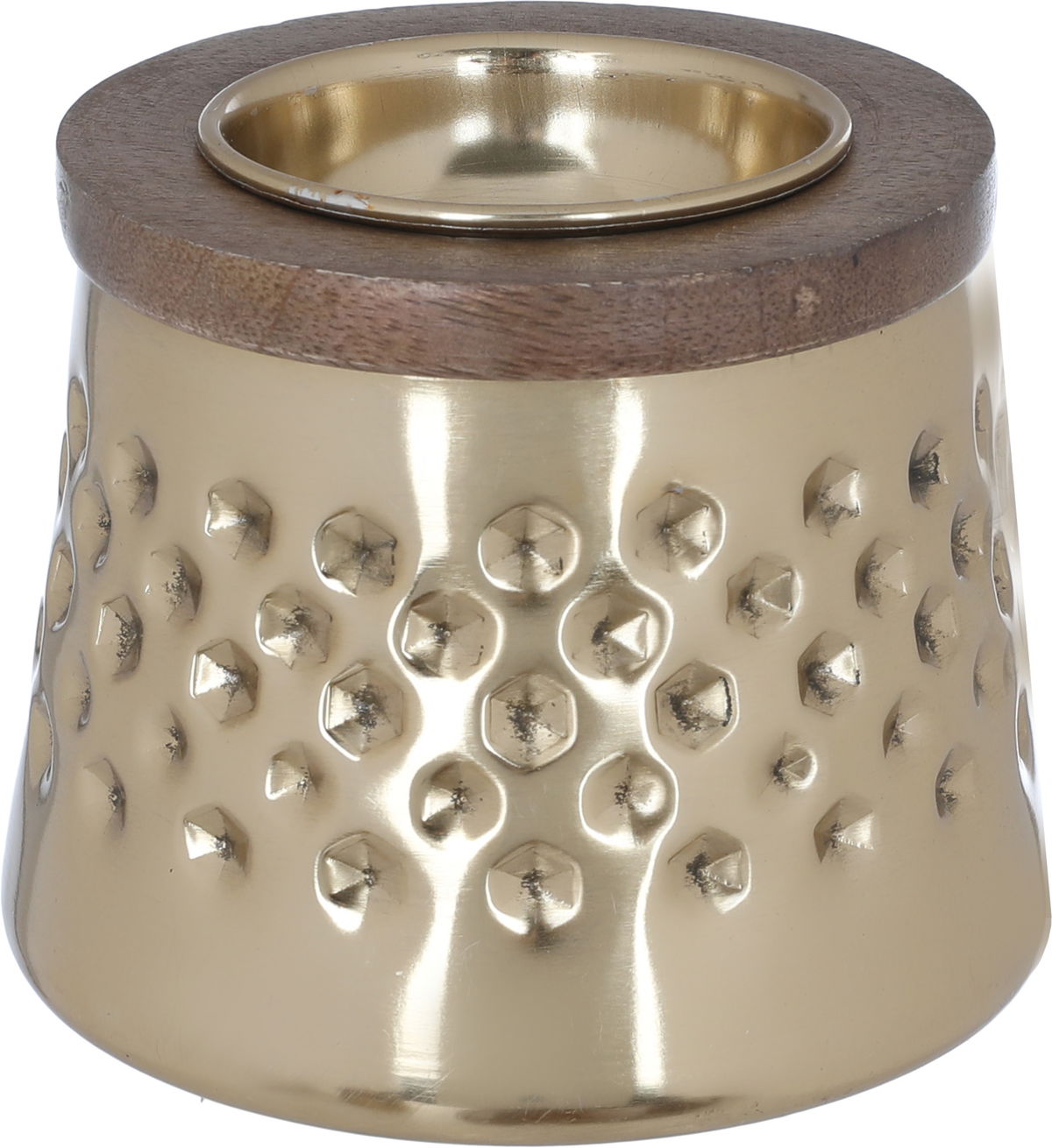 طقم مبخرة وعلبة بخور استيل السيف غاليري، بقاعدة خشب مع يدين، 3 قطع - ذهبي product image 3