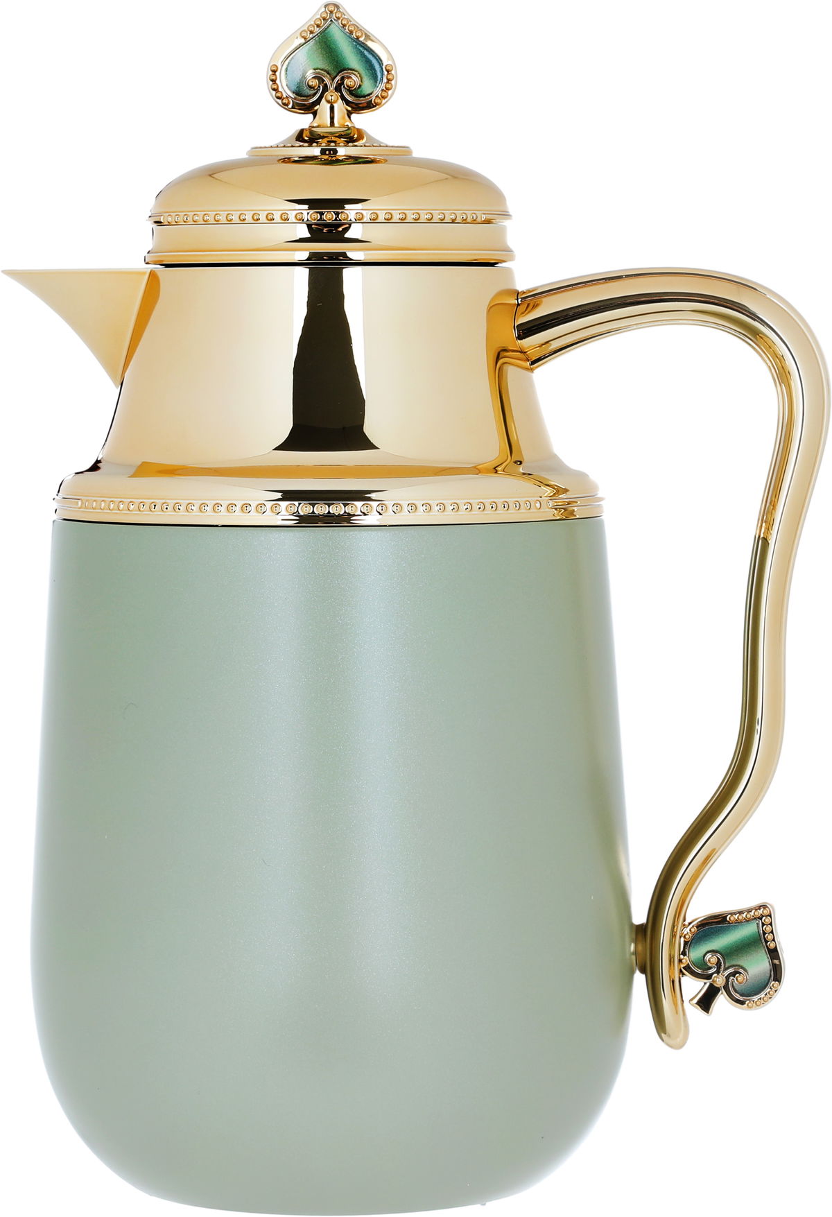 Al Saif Gallery Fatima thermos set, 1/0.7 liter, two pieces, thermal glass inner container, steel outer shell - light green product image 6