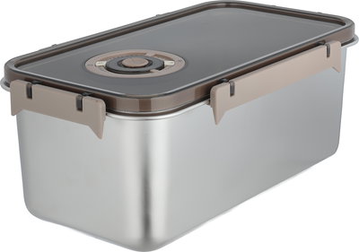 طقم علب تخزين ستانلس استيل، 3 قطع، غطاء بلاستيك، قفل - فضي بني product image 2