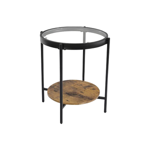 طاولة جانبية مودرن زجاج و خشب MDF، 55×50 سم - بني product image 2