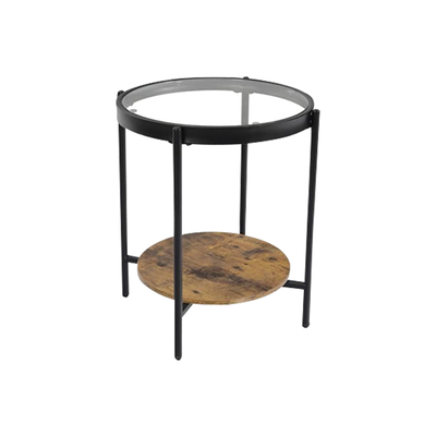 طاولة جانبية مودرن زجاج و خشب MDF، 55×50 سم - بني product image 2