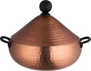 حافظة طعام هندي ستانلس ستيل السيف غاليري، 5 لتر، دائري، غطاء هرمي - نحاسي أسود product image