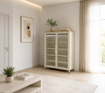Modern buffet made of MDF wood and metal, 110×72×35 cm - White product image 1
