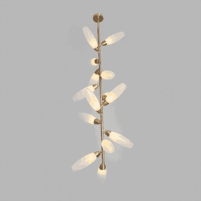 Modern aluminum and glass chandelier, G9 bulb base, 14 bulbs, 150 x 50 cm - Gold product image 5