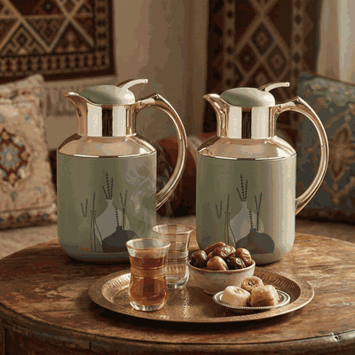 طقم ترامس فلوريا برو السيف غاليري، 1 / 0.5 لتر، قطعتين، حافظة داخلية زجاج حراري، هيكل خارجي استيل - أخضر فاتح product image 2