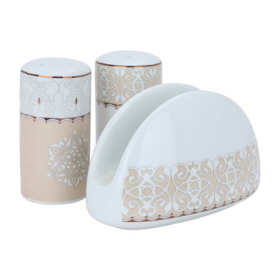 طقم سفرة بورسلان منقوش ذهبي السيف غاليري، 81 قطعة - أبيض product image 7