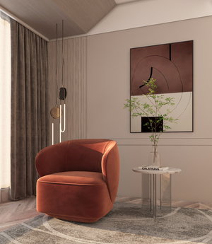 Modern Swedish wood chair, 80x82x78 cm, velvet fabric - dark cashmere product image 2
