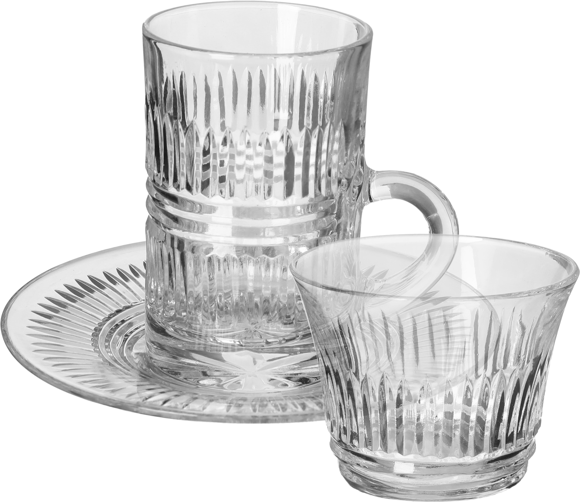 Solitaire Glass Coffee Cups and Teapots Serving Set, 0.06 / 0.17 L, 18 Pieces - Clear product image
