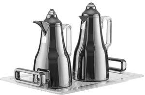 Al Saif Gallery Abq Thermos Set, 1/0.7 Liter, Glass Inner Material, 3 Pieces, Tufriya, Transparent Handle - Black Transparent product image 2