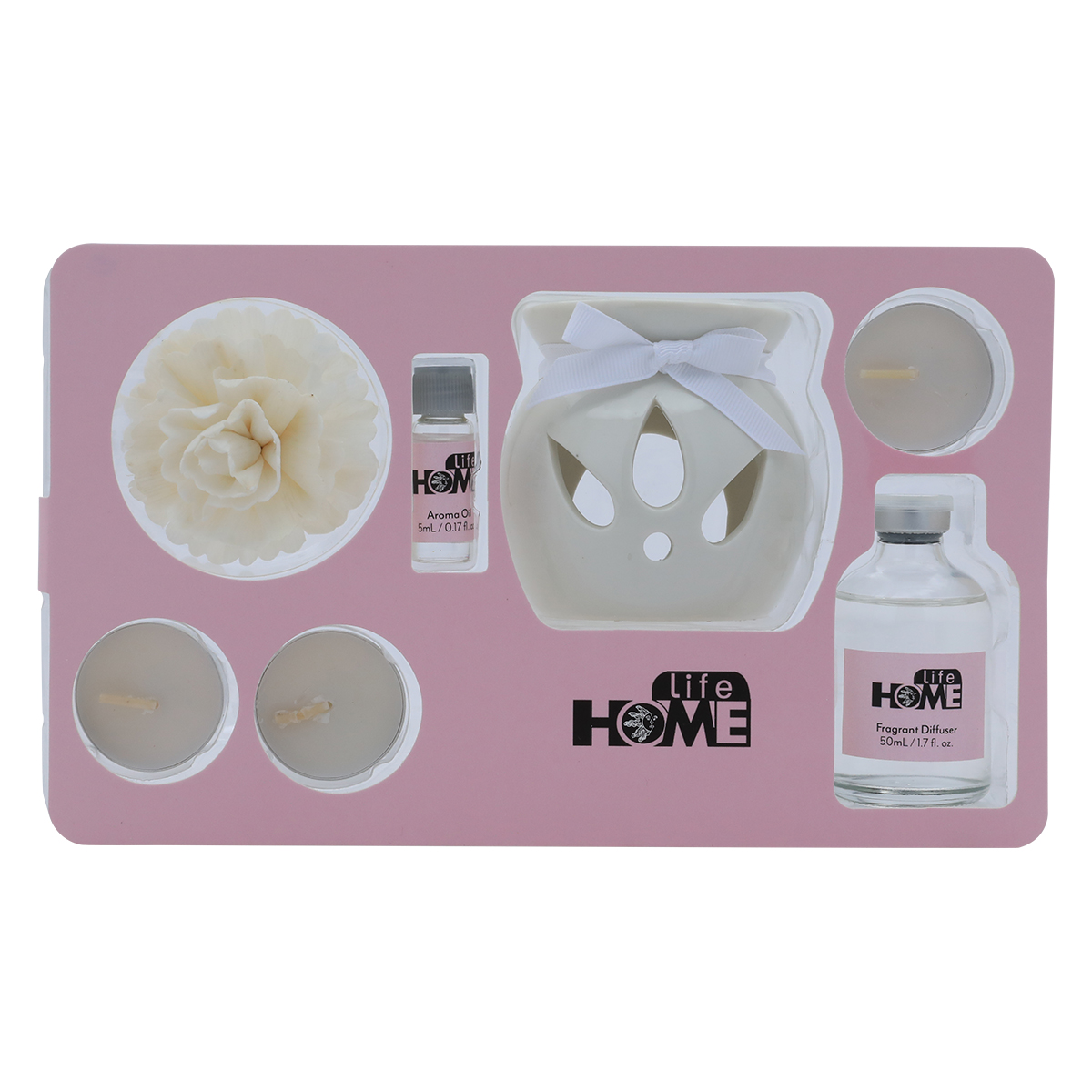 RD Aleayila Perfume Candle Diffuser Set, 13 x 13 x 19 cm - White product image 2
