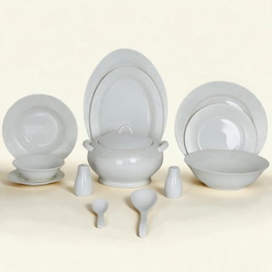 طقم سفرة بورسلان السيف غاليري، 44 قطعة، حواف مزخرفة - ابيض product image