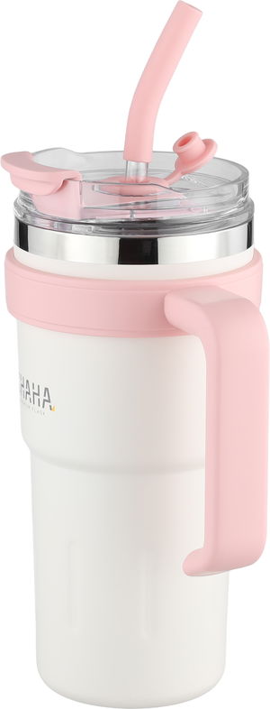 كوب حافظ للحرارة ستانلس استيل شاها، 780 مل، غطاء اكريلك - أبيض وردي product image 2