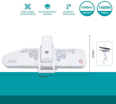 Winning Star ST-9000-36 Aluminum Steam Press Iron, 36 Inch, 1000 ml, 1600 W, Control Panel with Locking Function - White product image 3