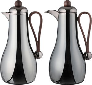 طقم ترامس غيم السيف غاليري، قطعتين، 1/1 لتر، حافظة داخلية زجاج، يد خشبي - اسود لامع product image