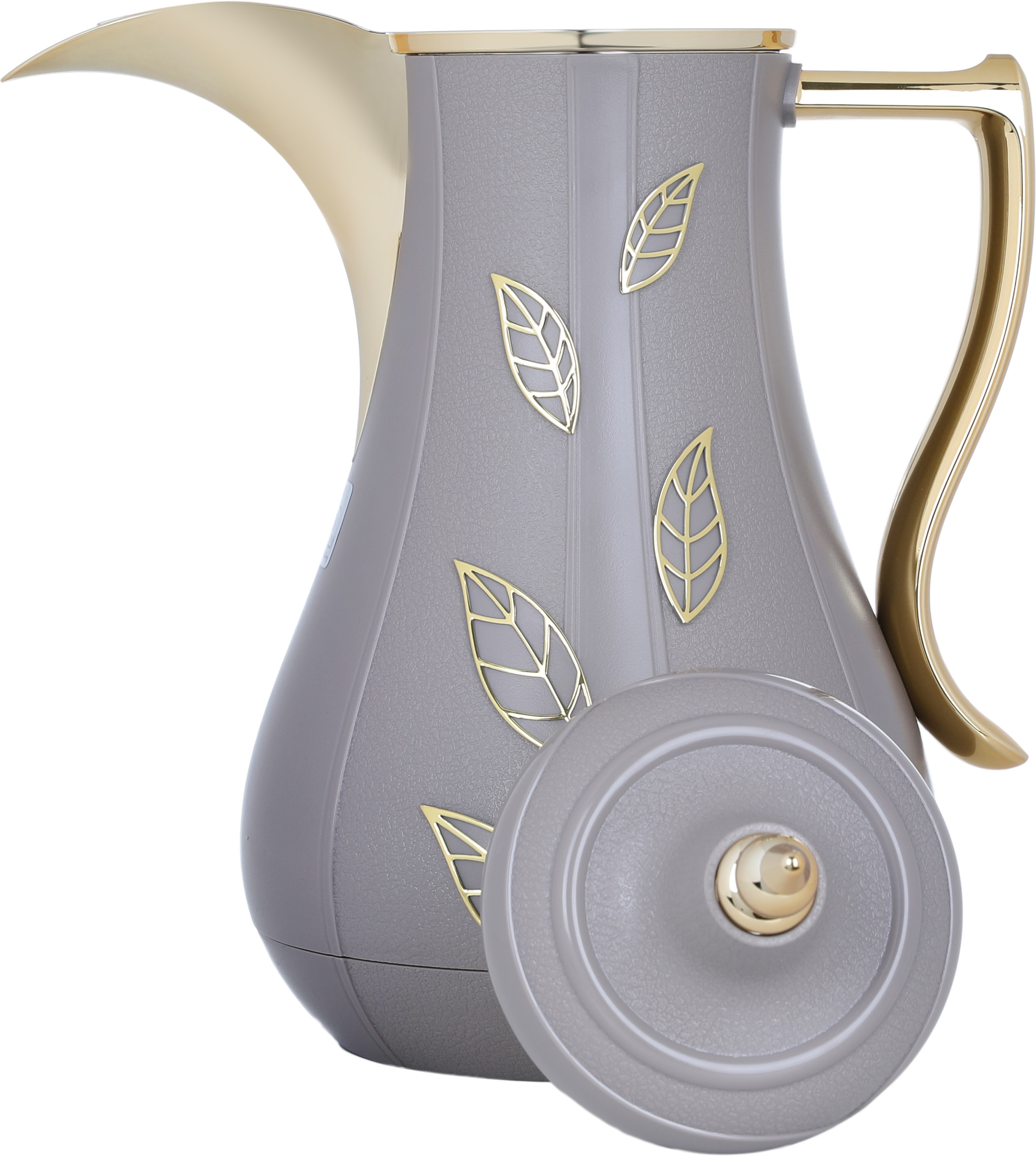 Al Saif Gallery Salma thermos set, 1 liter, golden pattern, thermal glass inner shell, plastic outer shell - Cappuccino product image 3