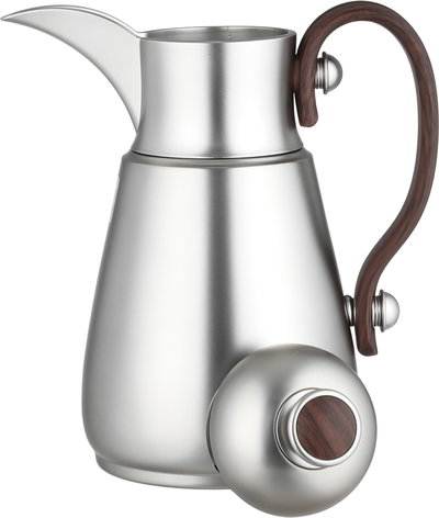 Al Saif Gallery Thermos Dallah Tamim 10, 1 Liter, Stainless Steel Interior, Wooden Handle, Push-Button Lid - Matte Silver product image 5