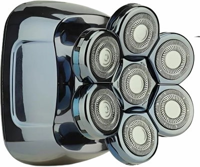 Shenb Rotary trimmer for baldness, 5 heads, 5 attachments, 2-hour Type-C charging, guide combs, LED display, base, carrying case, SH2223 - Silver product image 2