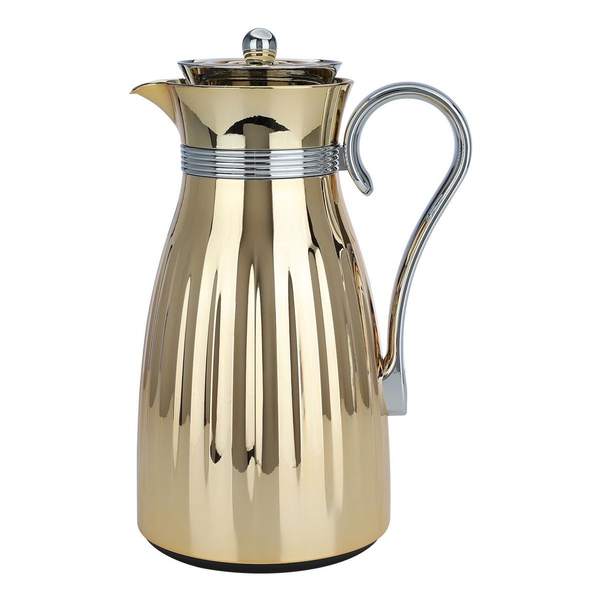 Al Saif Gallery Danat thermos set, 1/0.7 liter, thermal glass inner shell, plastic outer shell - gold product image 3