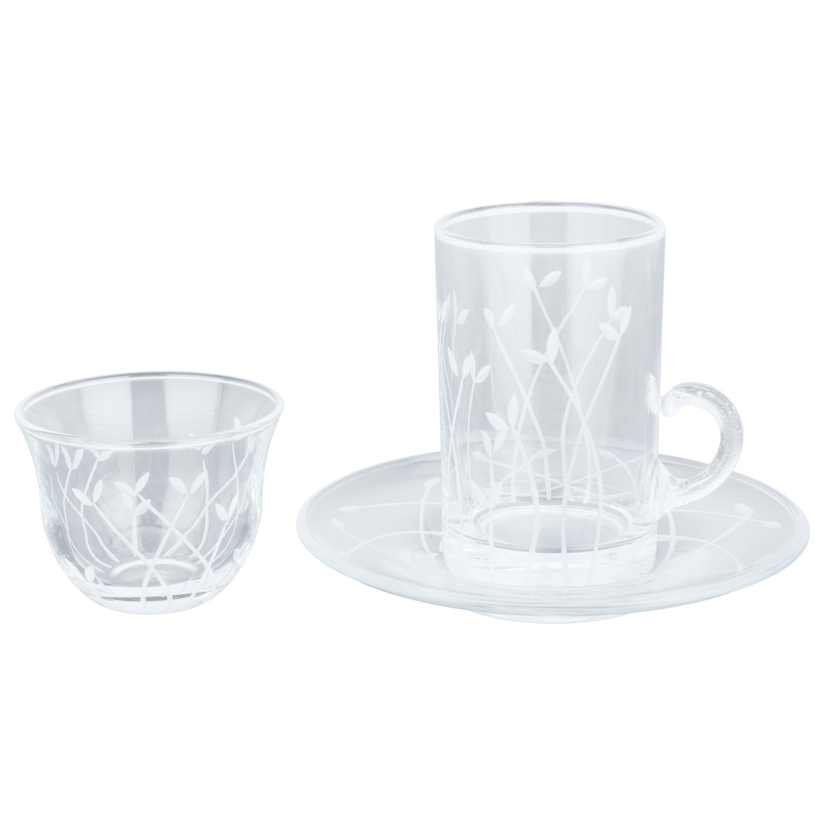 طقم بيالات شاي مع فناجين قهوة زجاج السيف غاليري، 60/90 مل، 18 قطعة - شفاف product image