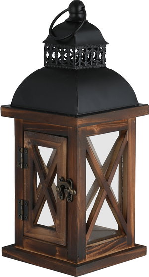 فانوس رمضان متعدد الخامات السيف غاليري، 12x12x30سم - اسود بني product image 2