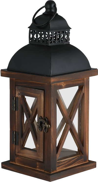 فانوس رمضان متعدد الخامات السيف غاليري، 12x12x30سم - اسود بني product image 2